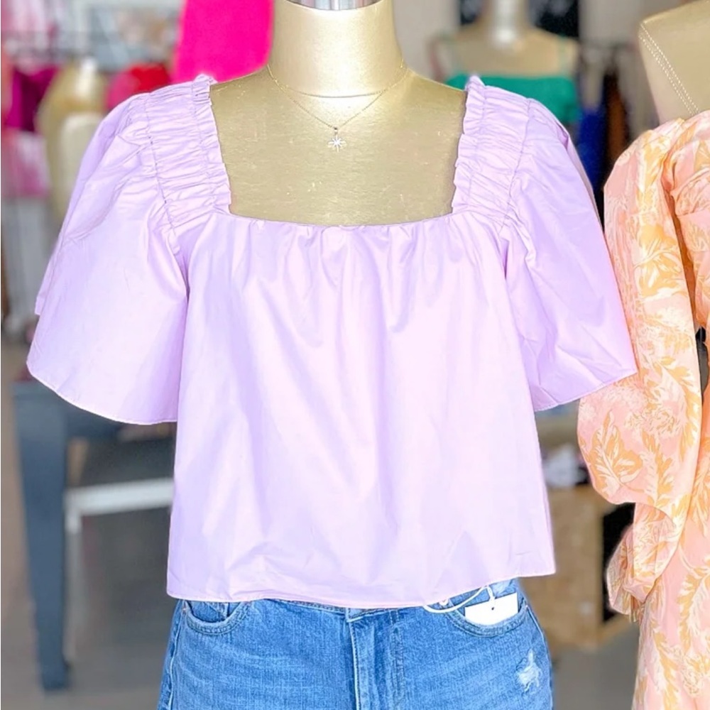 Karlie Poplin Square Neck Top
